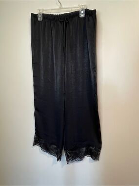 Women's Black Lace-Trim Sleep Pants